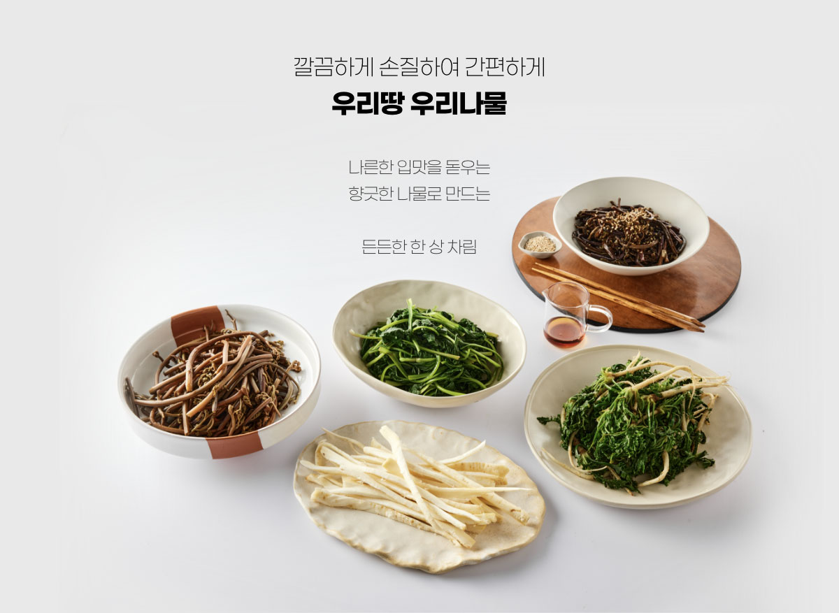 깔끔하게 손질하여 간편하게 우리땅 우리나물 - 나른한 입맛을 돋우는 향긋한 나물로 만드는 든든한 한 상 차림