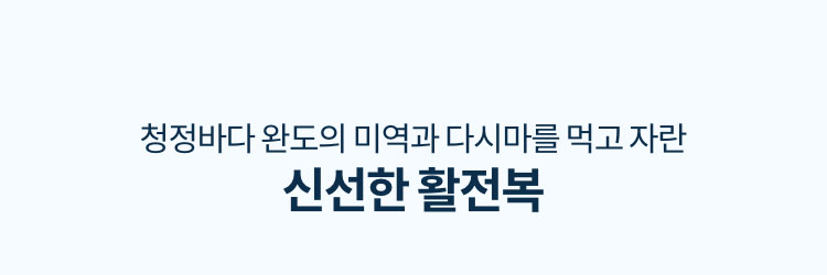 청정바다 완도의 미역과 다시다를 먹고 자란 신선한 활전복
