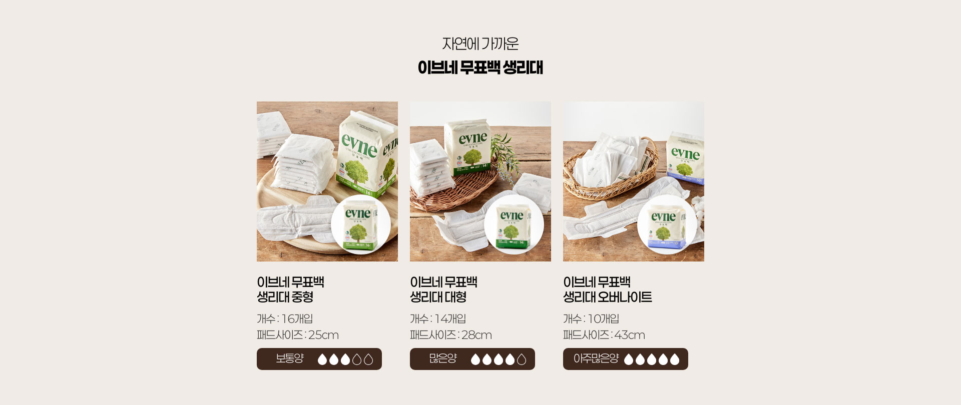 자연에 가까운 이브네 무표백 생리대