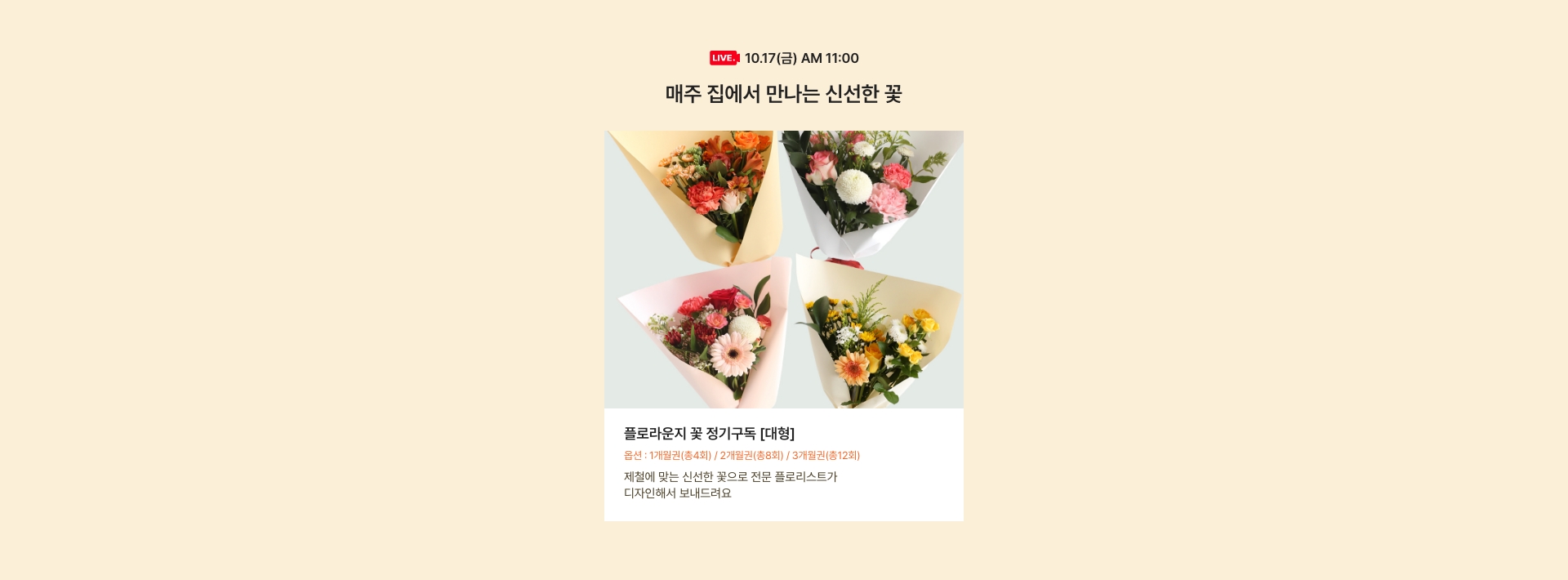 10.17(금) AM 11:00 / 매주 집에서 만나는 신선한 꽃