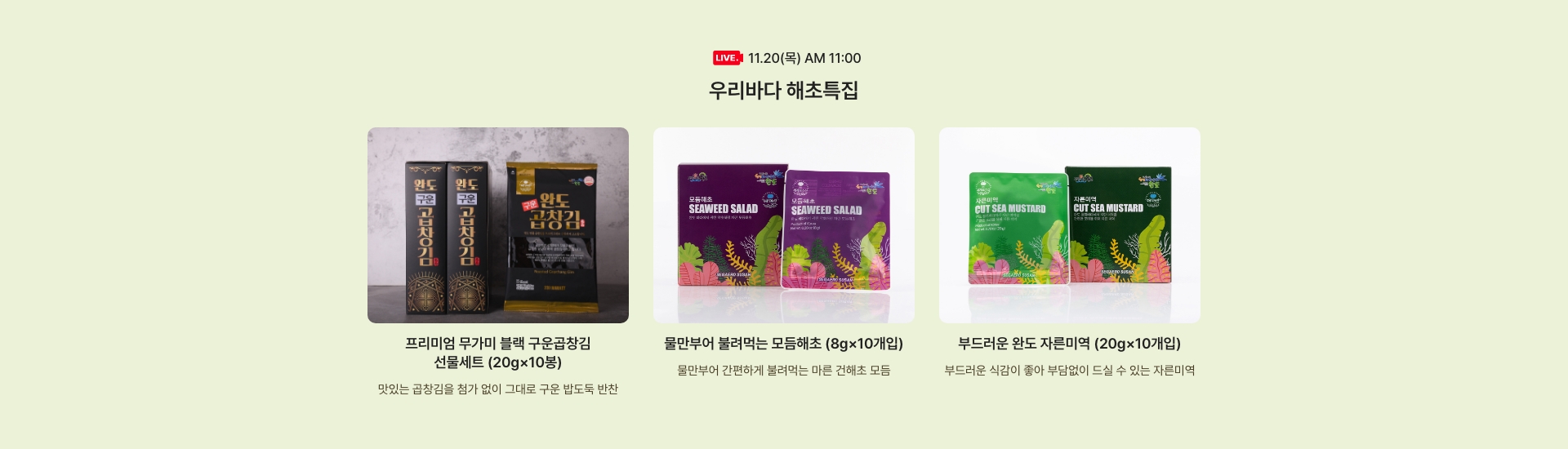 11.20(목) AM 11:00 우리바다 해초특집