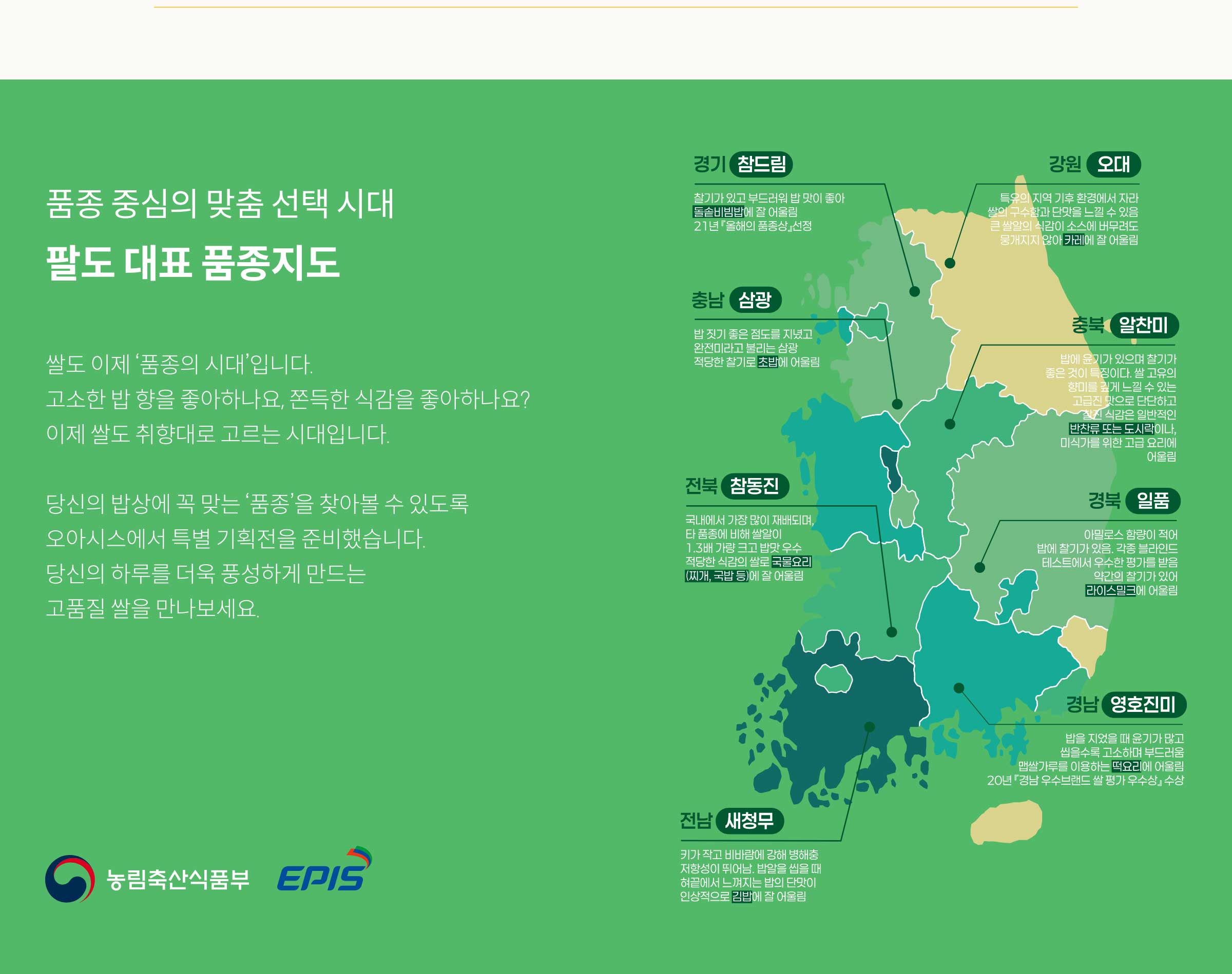 품종 중심의 맞춤 선택 시대 팔도 대표 품종 지도