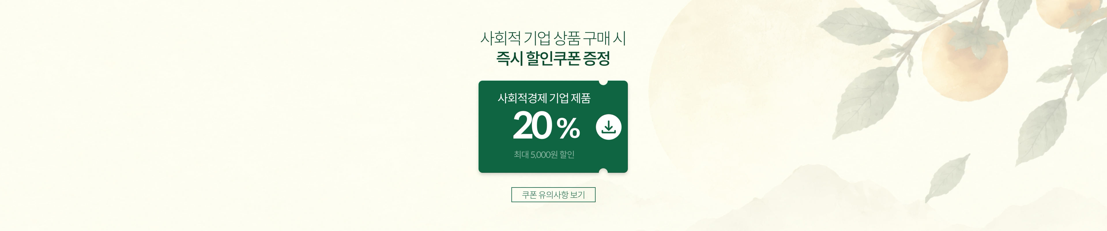 사회적 기업 상품 구매 시 즉시 할인쿠폰 증정