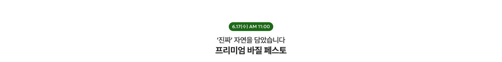 프리미엄 바질 페스토 / 6.17(수) AM 11:00